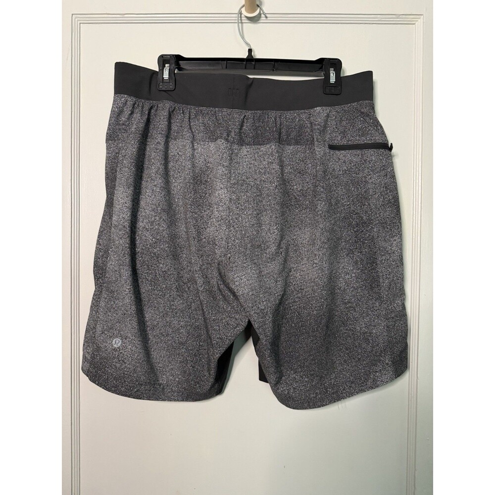 Lululemon Men's XL Heather Gray Lined Running Shorts Athletic Gym Zip Pocket